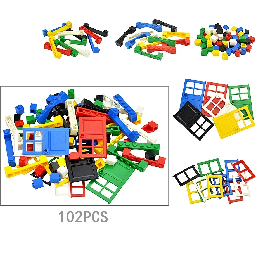 House Assemblage Building Blocks para crianças, City Door, Window Brick, Brinquedos de plástico, Educacional Compatível, Leduo, DIY, 102Pcs