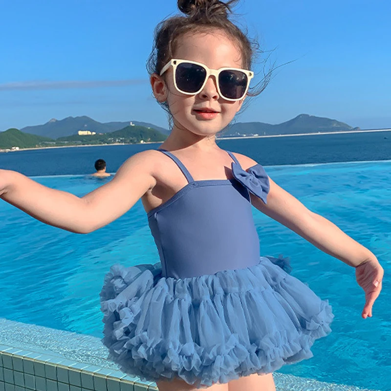 Girls Fashion Sleeveless Strap Tutu Dres with Cap Kids Tulles Dress Baby Girls Cute Swimwear Clothing New Swimsuits Beach Dres