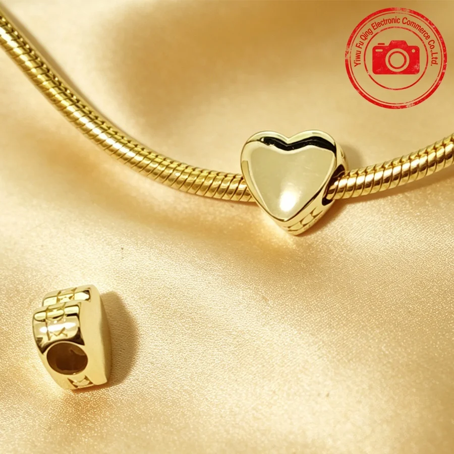 Bestseller Goldene Anhänger DIY Schmuckgeschenke Handgeschriebener Liebesbrief mit Amorherz Rosa Runde Clip-Perlen Passend für Original-Armbänder
