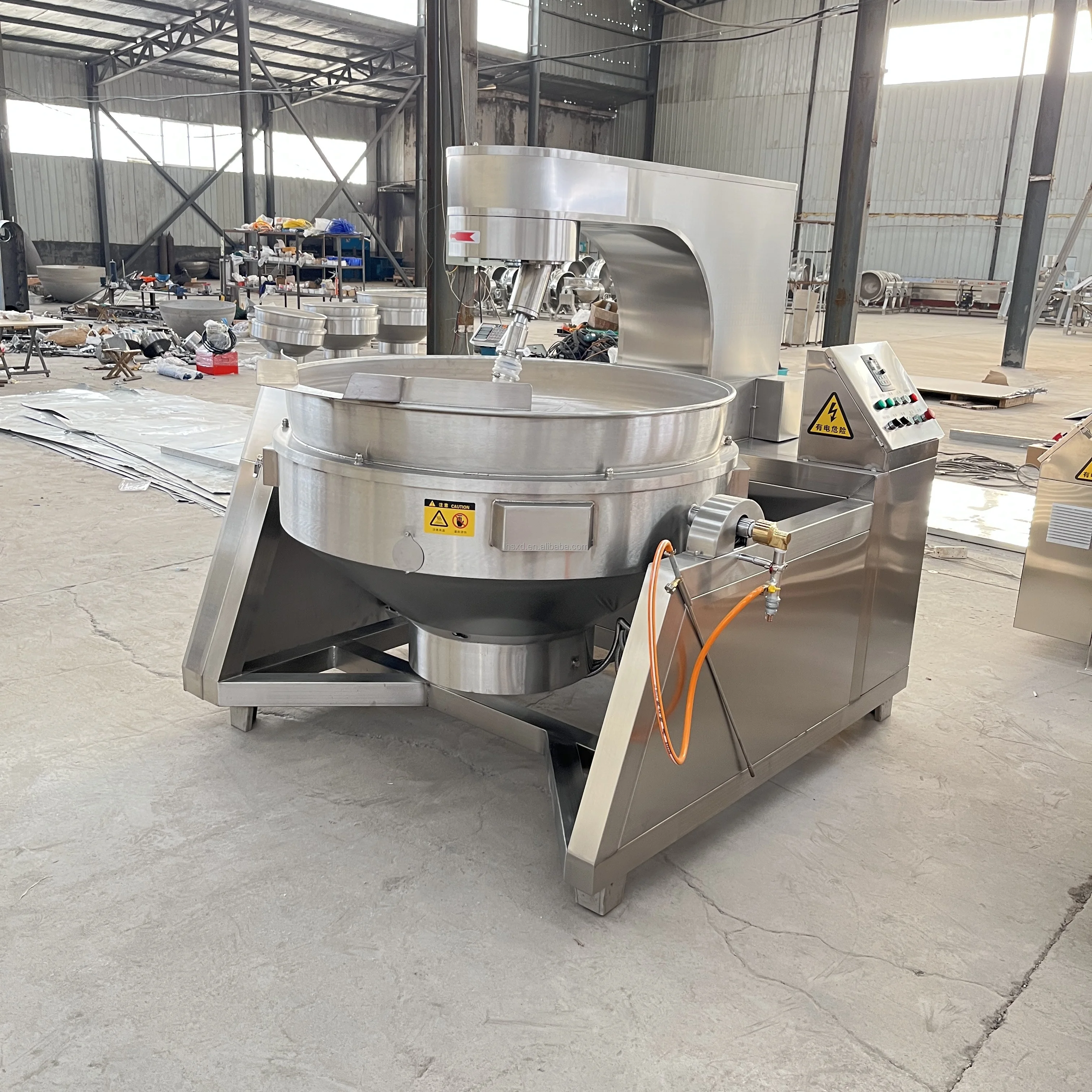 Seasoning Planetary Wok Stirring Fryer For High Viscosity Food Automatic Sauce Frying Machine