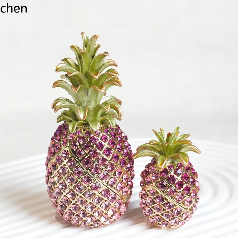 H1 Cross-Border Enamel Crystal Handicraft Home Decoration Opening Event Gift Full-Diamond Pineapple Metal Ornament