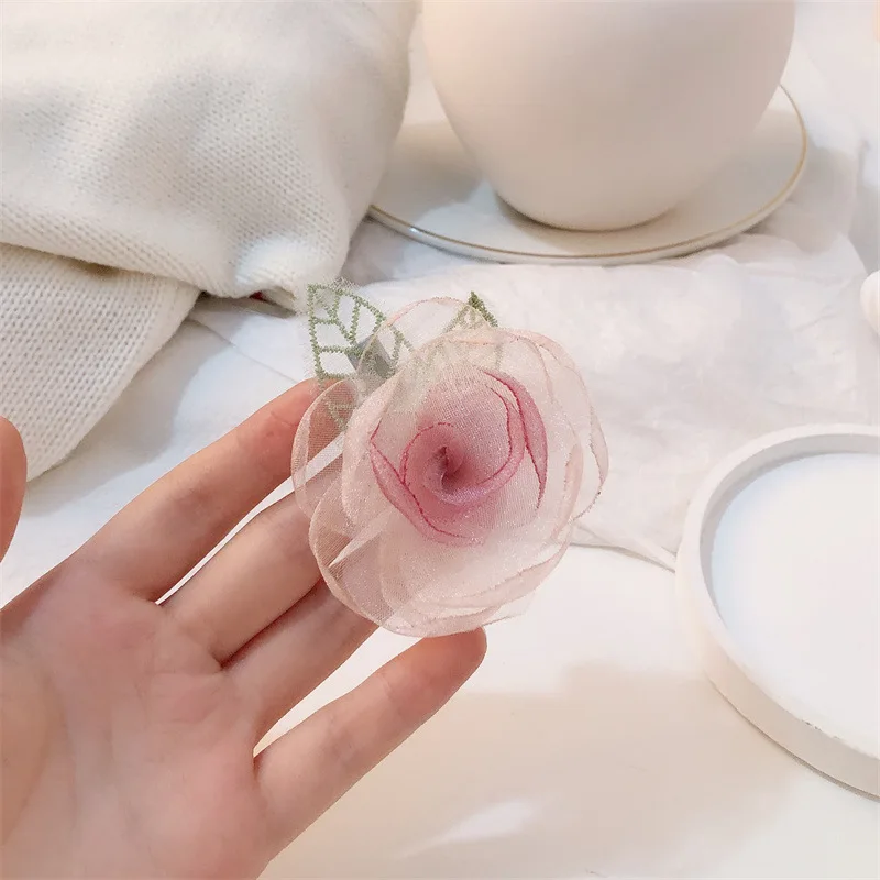 ربطات شعر أنيقة على الطراز الكوري للنساء على شكل ذيل حصان، أربطة شعر مرنة حلوة، أربطة شعر بناتي بنمط زهور لطيفة، أغطية رأس