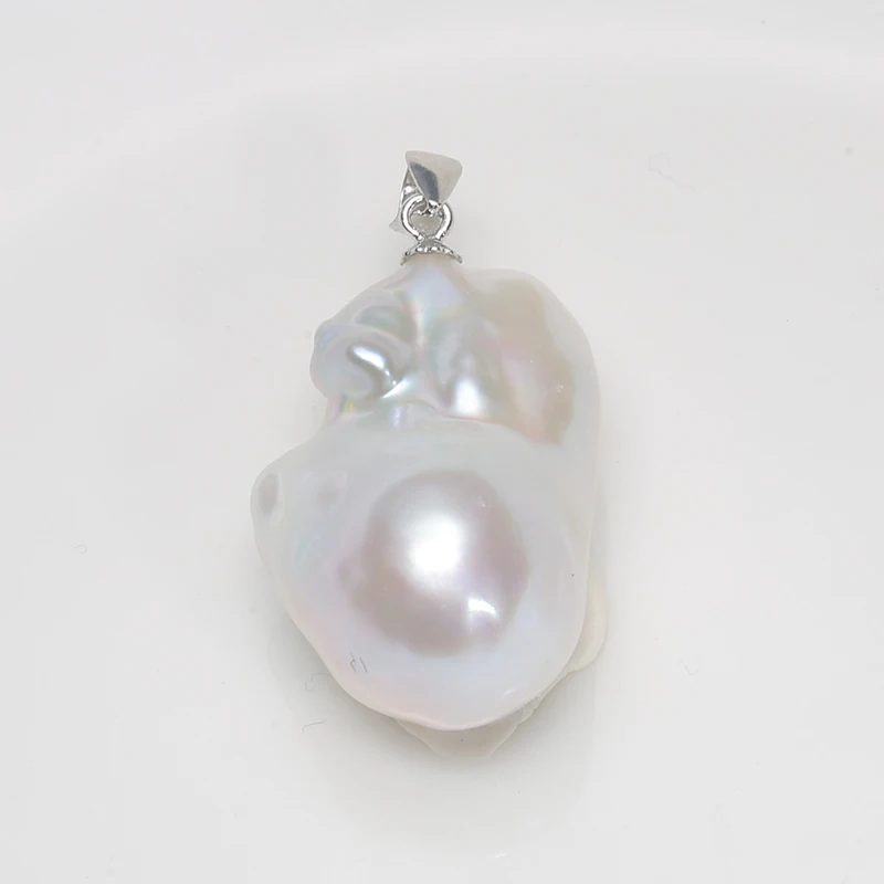 Jane jewelry handmade 100% Natural Freshwater Big Baroque irregular pearl pendant 925 silver sterling classic clasp 15-23mm PN