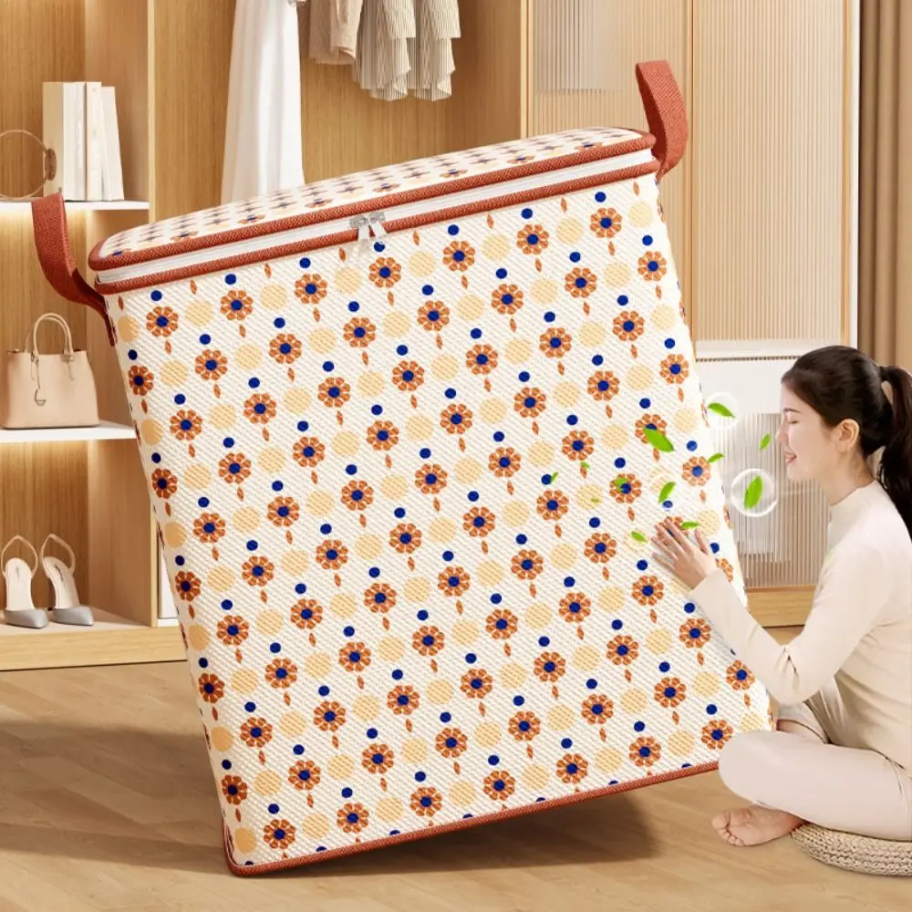 Fabric Clothes Quilt Storage Bag with Handles Foldable Home Moving Storage Bag Dust-proof Toy Bag Closet Organizer
