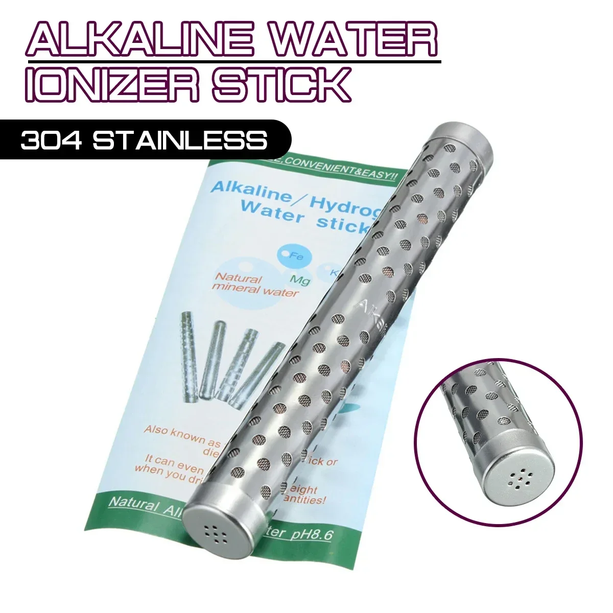 304 Stainless Steel PH Lonizer Negative Lon Alkaline filter Water Purfier Stick Energy Portable Household Alkaline water stick