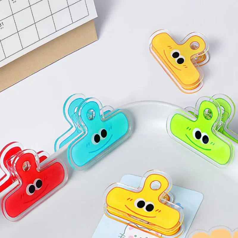 Inspirerende Cartoon Briefpapier Clip Vaste Data Test Papier Dubbellaags Transparant Pp Clip Lange Staart Clip Hand Account Clip