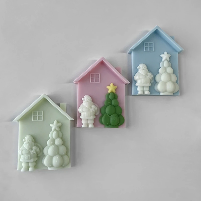 3D Silicone Soap Molds Silicone Mold Christmas House Shaped Resin Moulds NEW