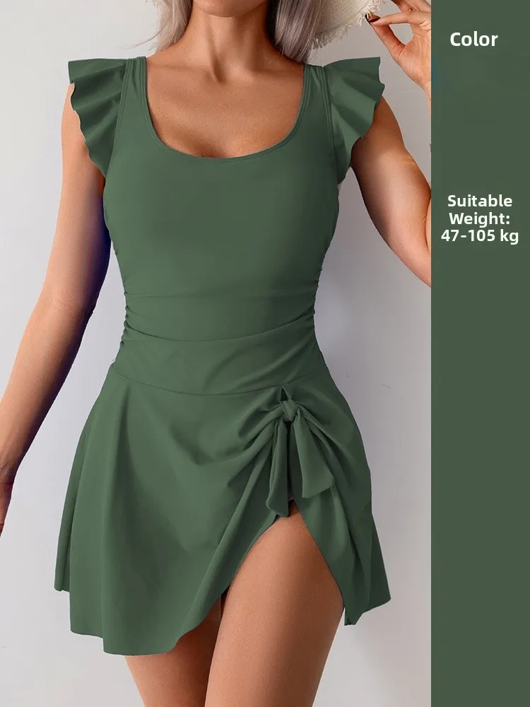 

Женский слитный купальник с юбкой для термальных источников, больших размеров, скрывающий недостатки фигуры, премиум-класса