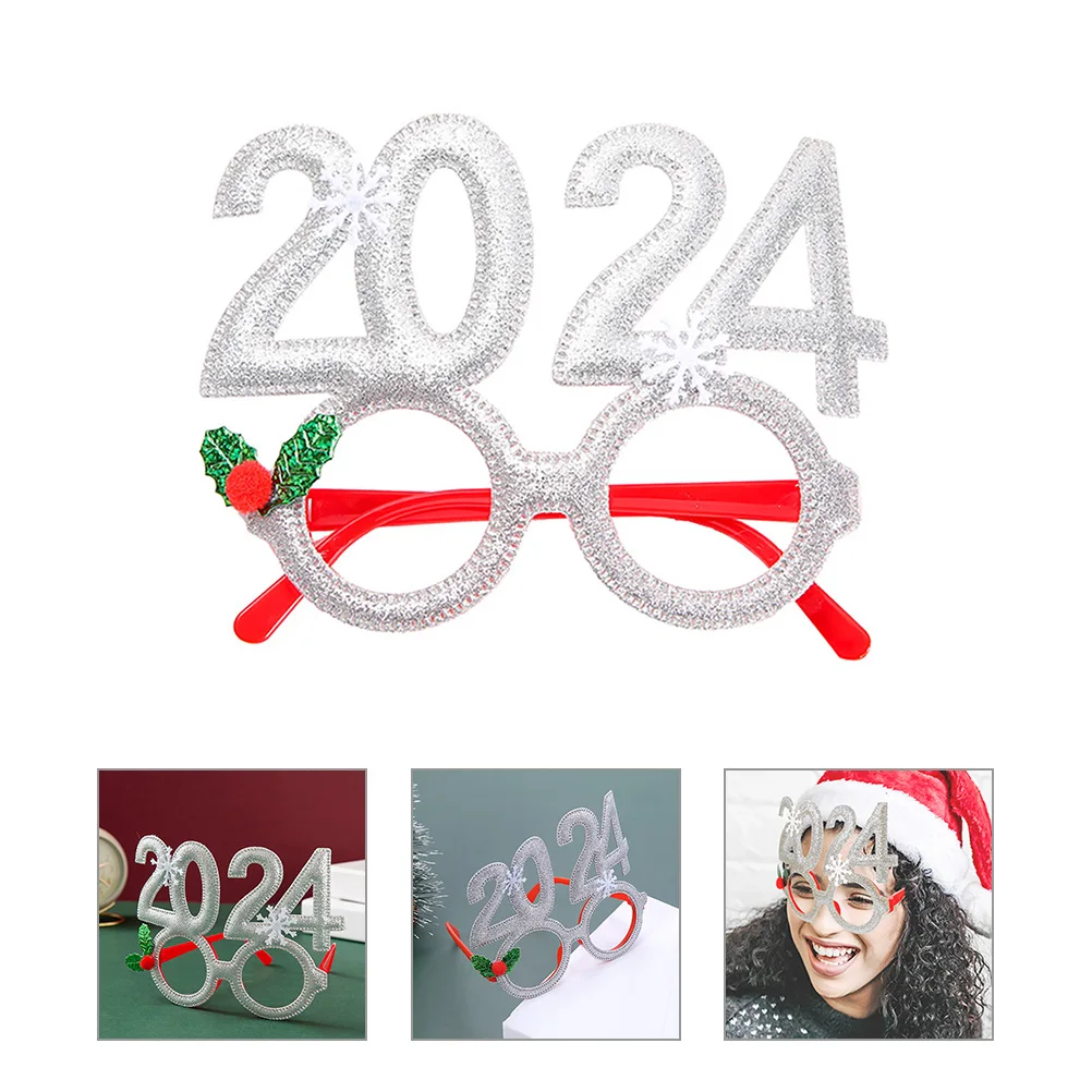 

2024 Christmas Party Glasses Silver Single Card OP Bag Gift Festive Xmas Eyewear Prop Comfortable Reusable Photo