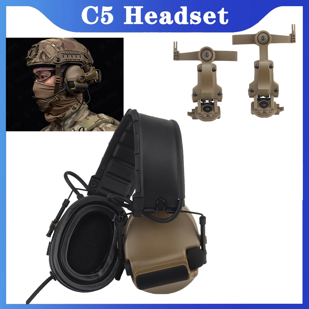 

C5 Electronic Noise Canceling Tactical Communication Silicone Headset Hearing Protection Noise-proof Hunting Shooting Earmuffs