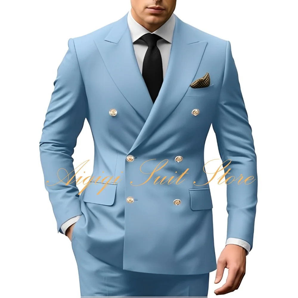 

Men's Suits Double Breasted Blazer Pants Men 2 Piece Slim Fit Wedding Suit Formal Groom Prom Men Suits