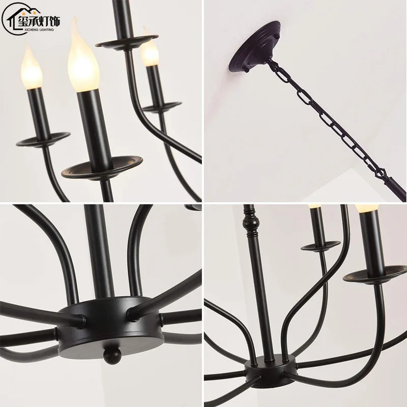 Imagem -04 - Chandelier Classic Black Hanging Light Pingente Retro para Sala de Estar Sala de Jantar Cozinha Decoração de Casa Vintage 220v Luzes