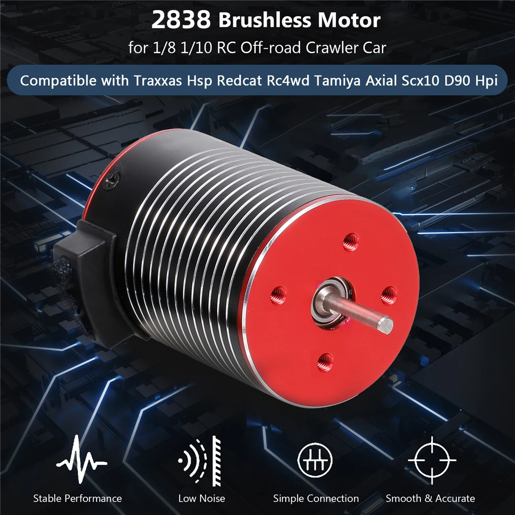 RCXAZ RC 2838 มอเตอร์ไร้แปรงมอเตอร์กันน้ําสําหรับ 1/10 1/12 RC Axial Traxxas TRX4 RC Creeper Racing Dirt Bike