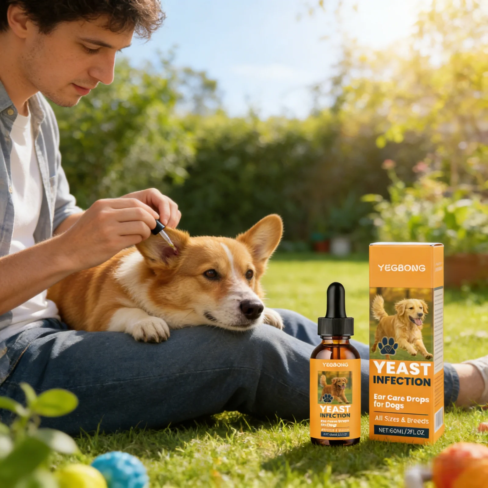 YEGBONG Ear Cleaner for Dogs Removes Ear Wax Eliminates Odor Soothes Itchy Skin Natural Non Irritating Pet Ear Care Drops 60ml