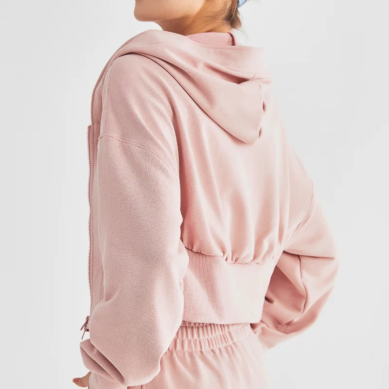 Vêtements de Yoga à capuche d'hiver, haut de course, de sport, court, à manches longues, Slim, vêtements de Fitness, veste pour femmes