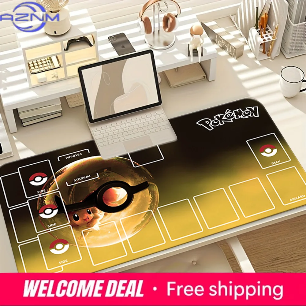 Alfombrilla de Juego Grande Antideslizante con Diseño de Pikachu Dentro de una Pokébola, para Pokémon TCG