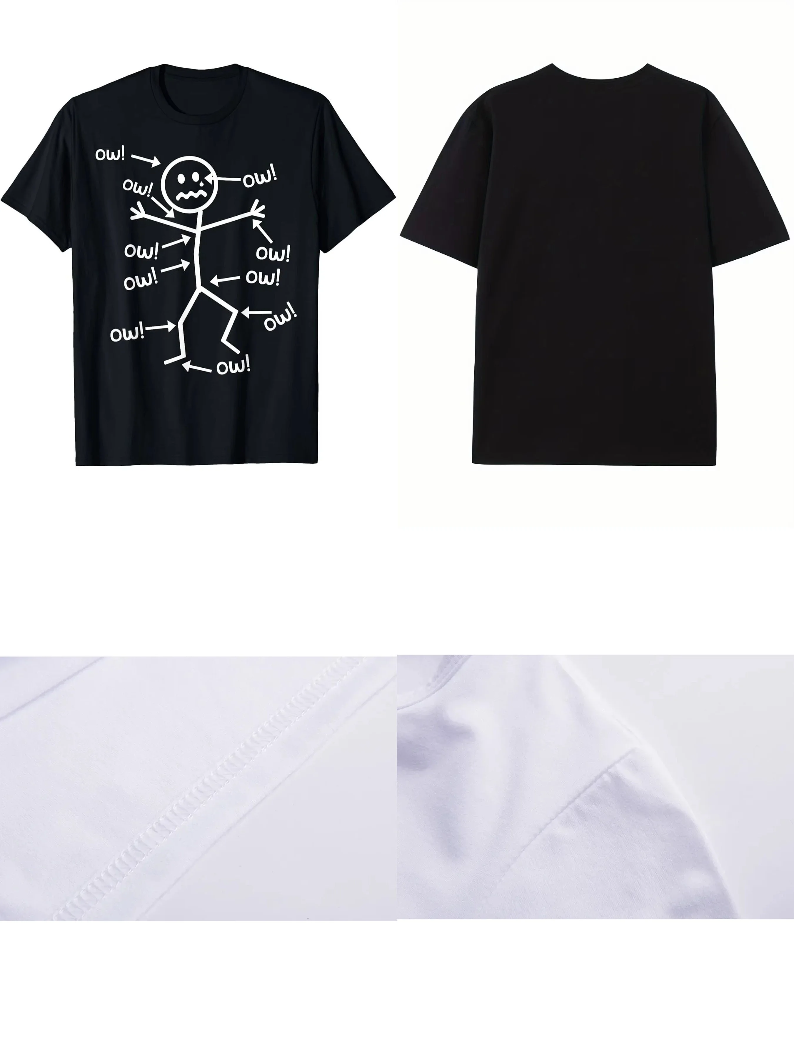 Ow Ow Ow T-Shirt Funny Chronic Pain Awareness Graphic Tee Women Short Sleeve Round Neck Casual Y2K Summer Top