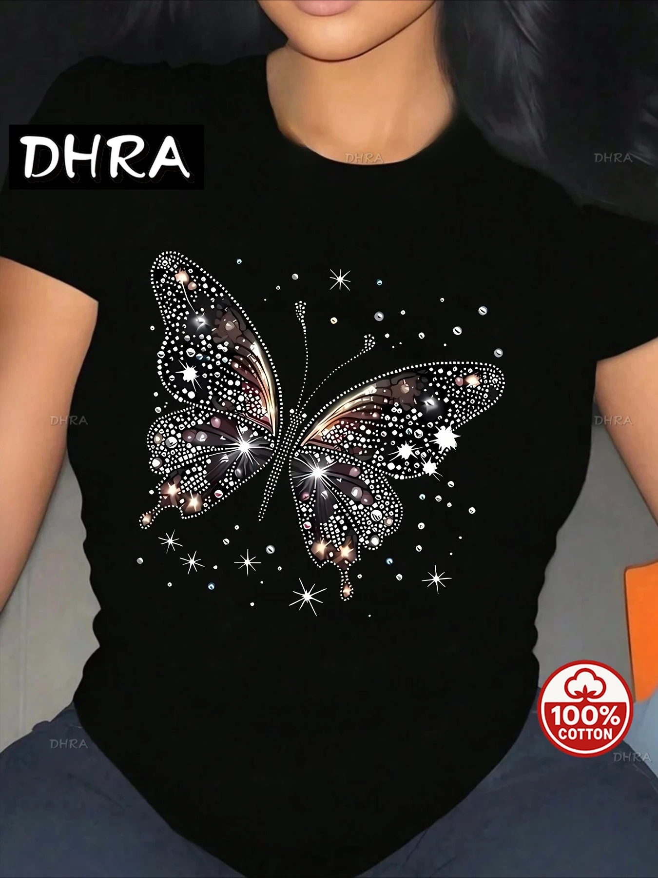 

Art butterfly pattern ladies casual short-sleeved T-shirt summer daily fashion trend women clothing T Shirt Streetwear Vintage