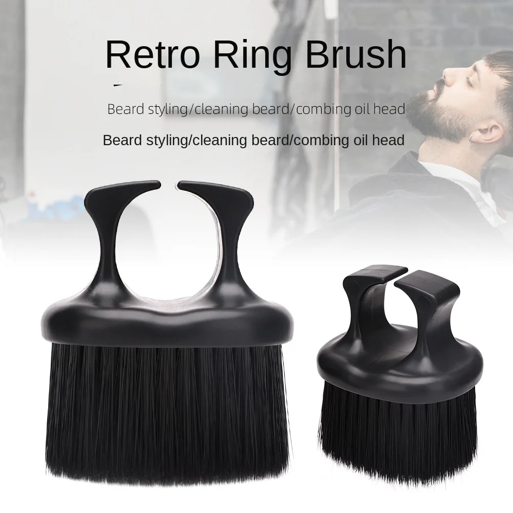 Black Ring Neck Duster Barber Remove Loose Hair Brush Hair Cutting Brush Soft Hair Cleaning Brush Hairdressing Tools