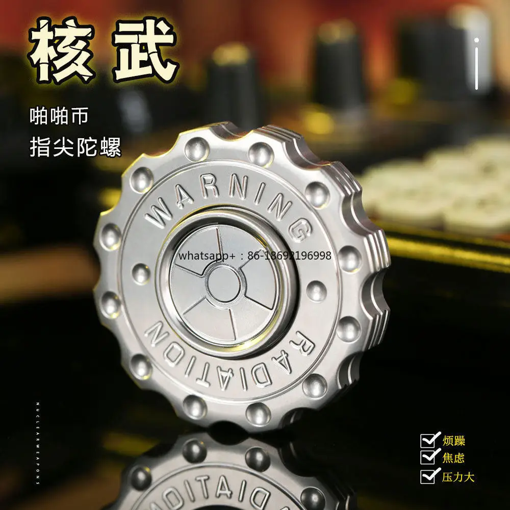 Nuclear Weapons Slap Coin 2-in-1 Fidget Spin All Stainless Steel Timeout Rotation Circular Gear Pressure Relief Toy