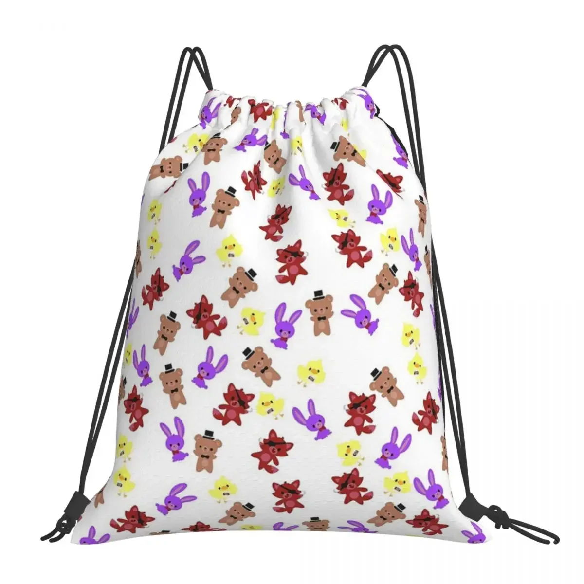 Cute Fnaf Pattern Backpacks Casual Portable Drawstring Bags Drawstring Bundle Pocket Sundries Bag Book Bags For Man Woman School