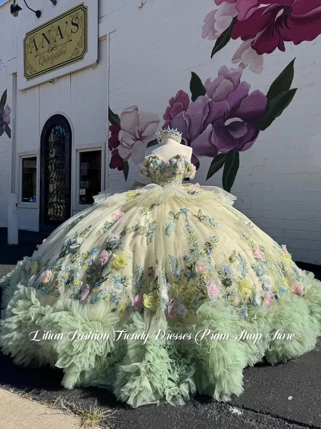 Vestido de Quinceañera con Apliques Florales de Ensueño, Corsé Personalizado, Vestido de Gala, Vestidos de 15 Años, Quinceañera Dulce 15 en México 2026