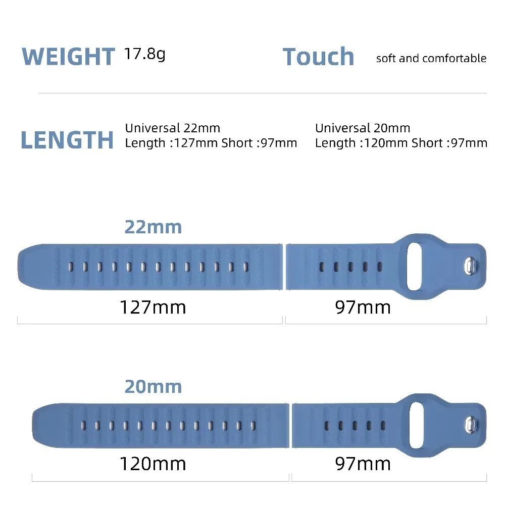 22mm 20mm Silicone Strap for Oneplus Watch 4/3/2R/Lite Comfortable Bracelet for Amazfit Active 3 2 Max/Bip 6 5 Max/Balance 3-2-1