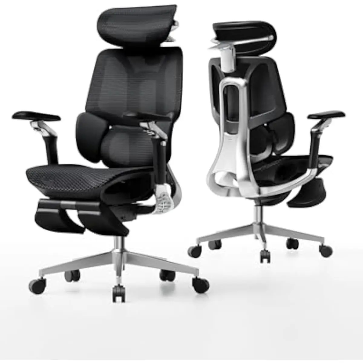 Ergonomic Mesh Office Chair with Dynamic 3-Zone Lumbar Adaptation Gravity-Driven Recline to 140° CloudMesh Backrest 4D Dual-Axis
