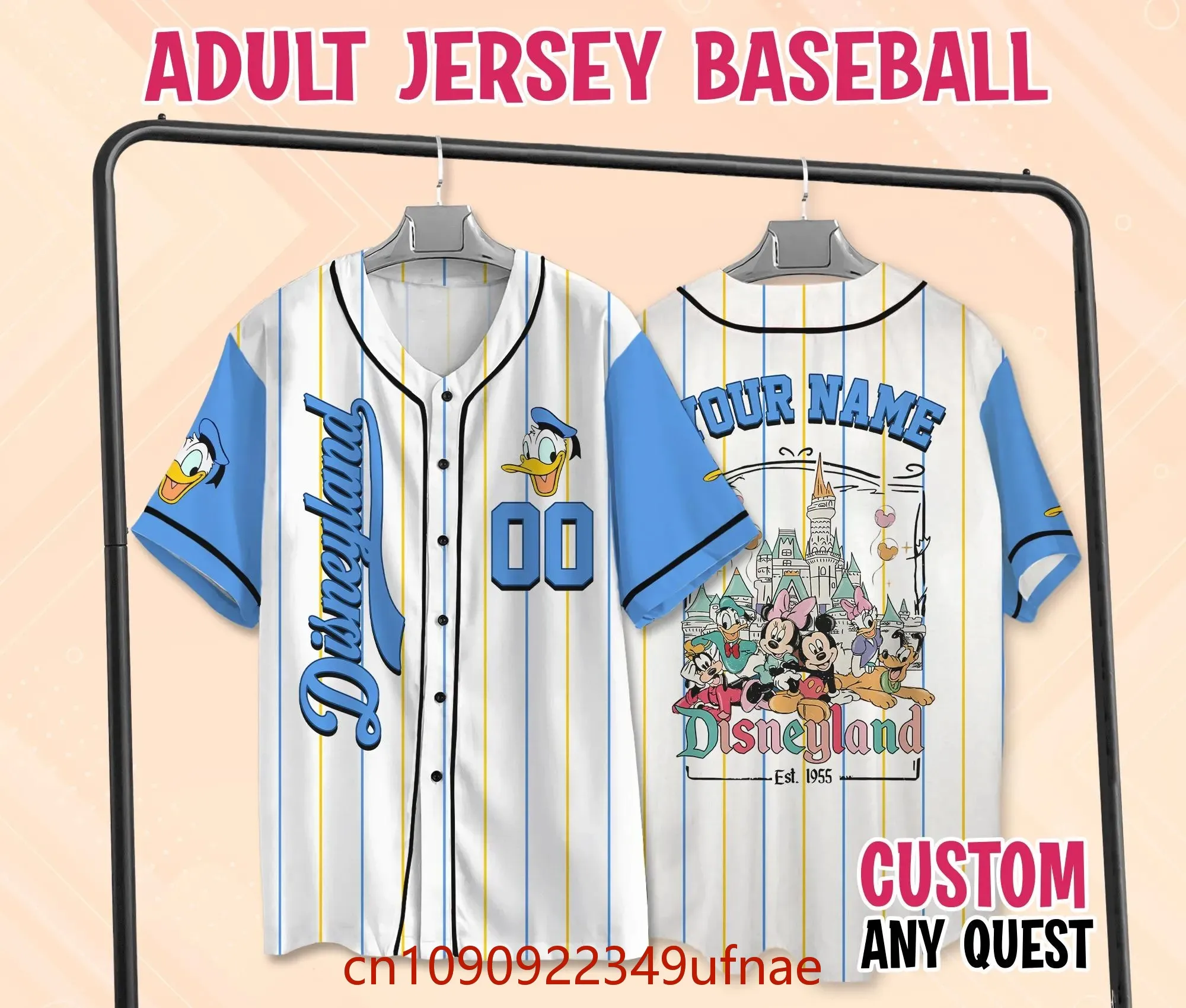 

Custom Disney Mickey and Friends Baseball Jersey Series Mickey and Friends Jersey Disneyland Children's Youth Adult Jersey