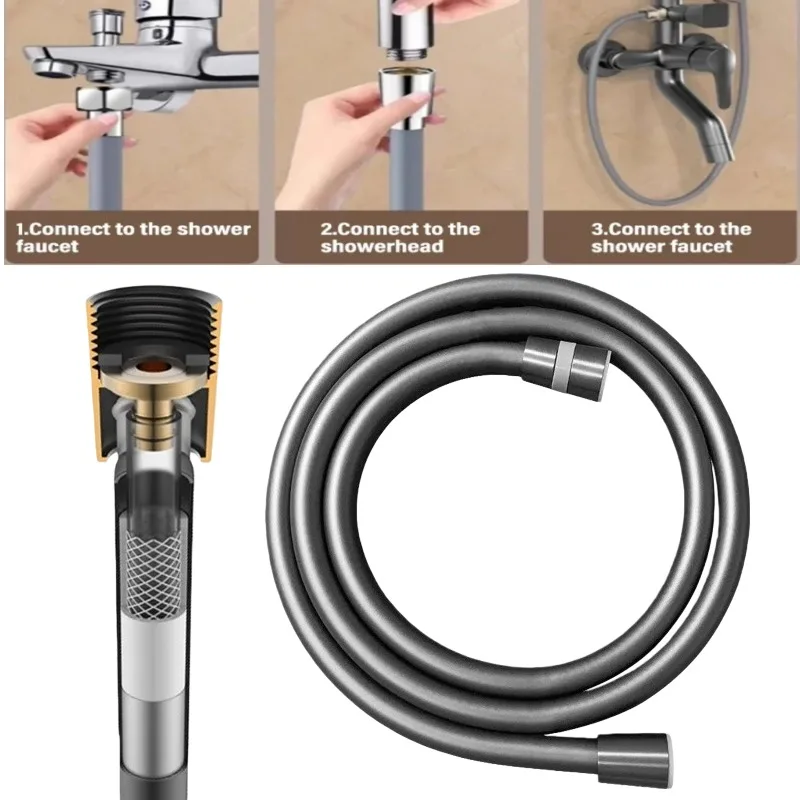 GI/2 Universal PVC Handheld Shower Head Hose Anti Winding Explosion-proof Water Tube Faucet Hose Extension Pipe For Bathroom