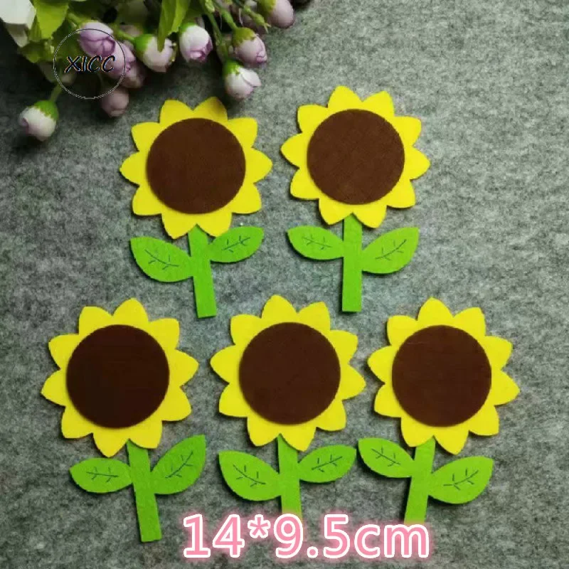 Non Woven Felt Fabric Flower Wall Stickers Sun Flower Tulips Smile Face Kindergarten School Classroom Kids Handmade DIY Toys