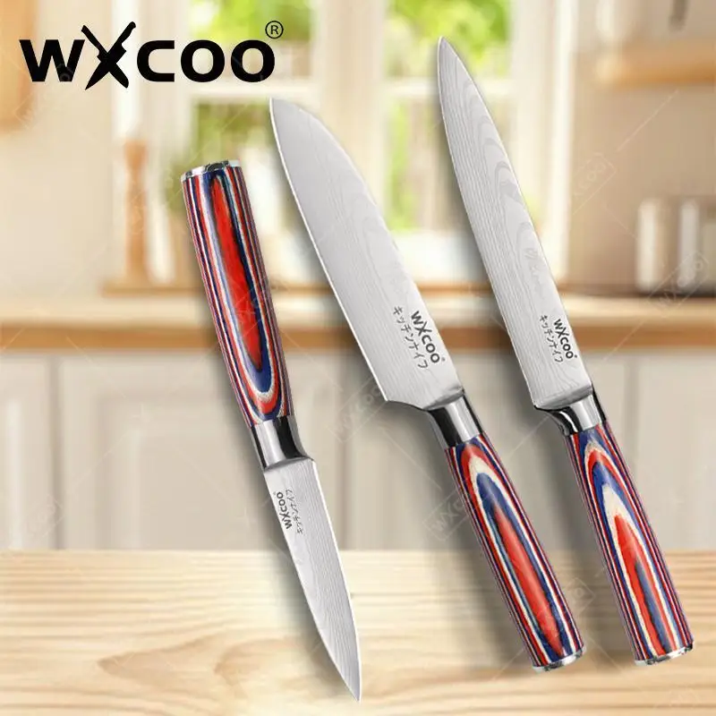 WXCOO Küchenmesser High Carbon Edelstahl Messer Utility Cleaver Ausbeinmesser Obst Schneiden mit Geschenkbox Fleisch Schneiden