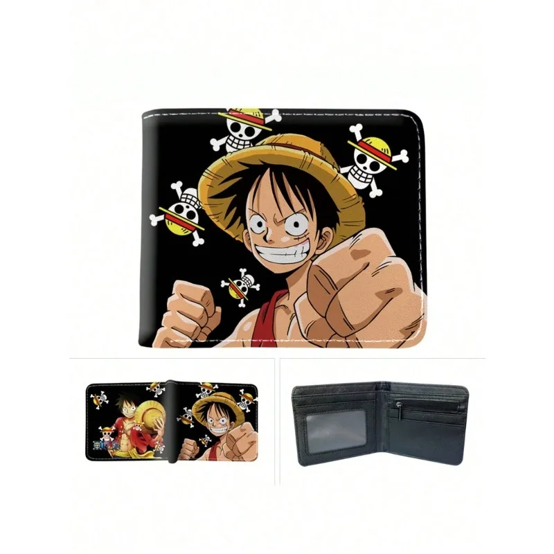 Cartera de una pieza Cartera de anime a todo color Cartera corta plegable de una pieza Luffy Monedero Tarjetero