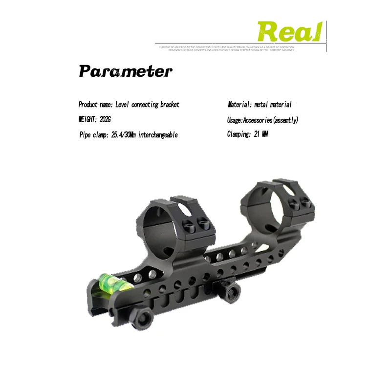 Tactical Rifle Hunting Sight Mounting Base,Integrated Bubble Level Connecting Bracket,25.4mm, 30mm Pipe Diameter, Rear Extension