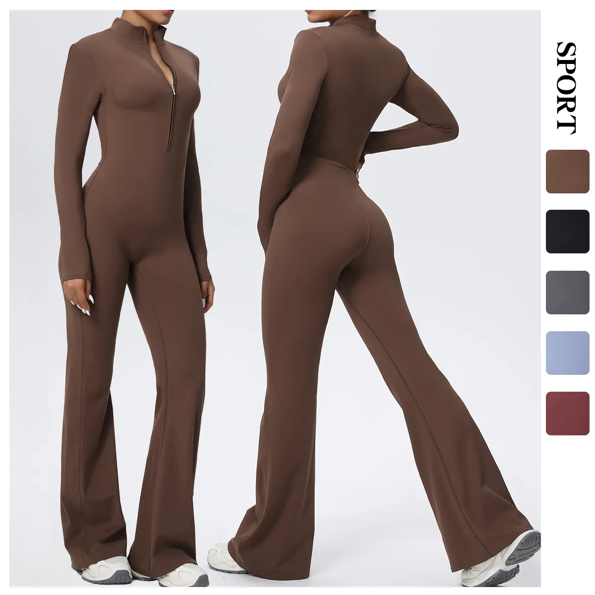 Hamidou Fitness Bodysuit for Woman's High Strength Training Scrunch Tummy Control Lifting Sports Yoga Jumpsuits Half Zipper