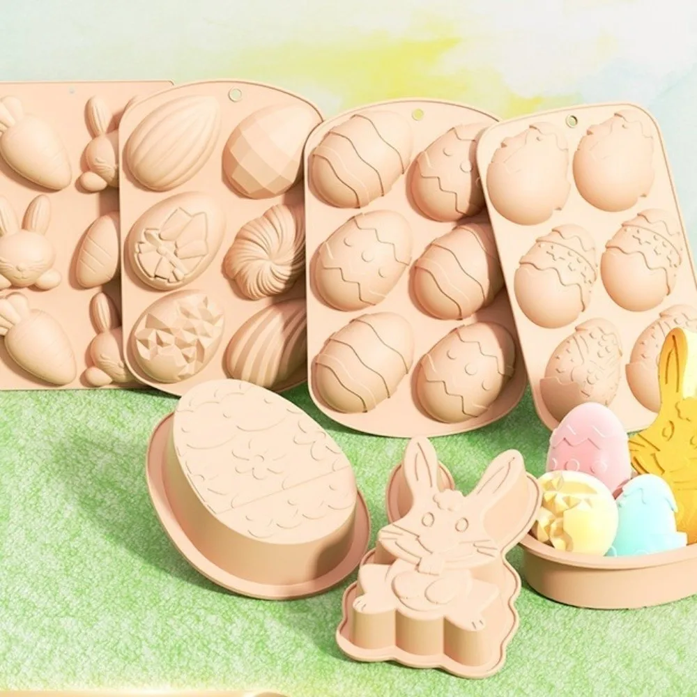 Heat-Resistant Easter Egg Bunny Mold Food Grade Silicone Surprise Design Handmade Soap Mold Easter Bunny Design 3D Design