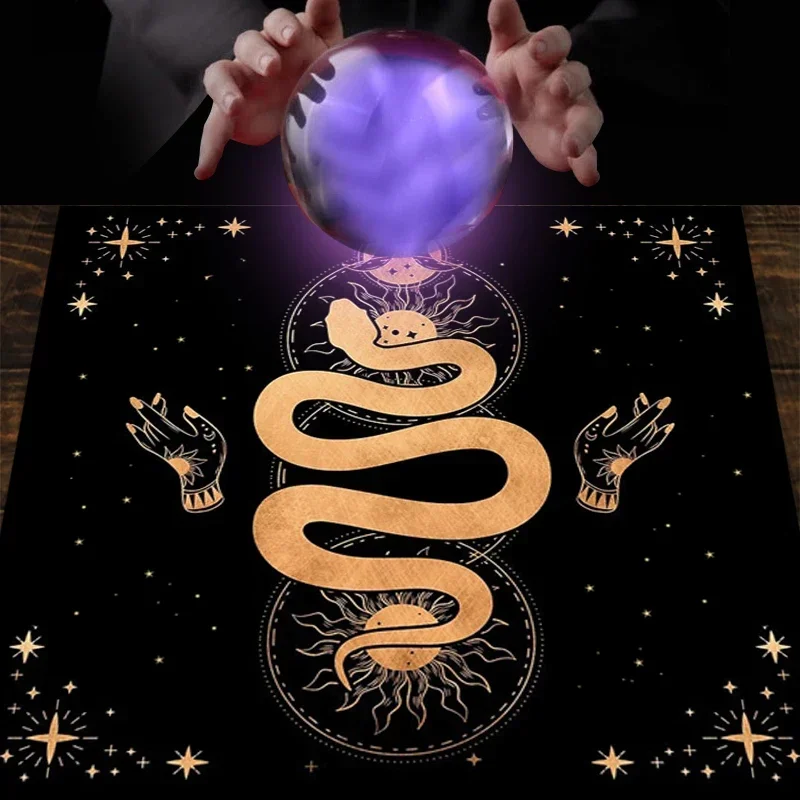 Tarot Cloth Snake Sun Moon Star Velvet Cloth Fortune Telling Board Game Mat Polyester Printed Home Decor Altar Cloth