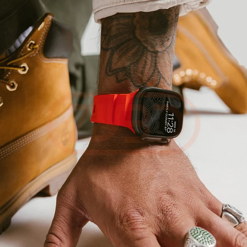 الرياضة الفرقة ل أبل الترا 2 10 9 8 7 6 SE 5 4 سيليكون التيتانيوم معدن سوار حزام ل iWatch 42 مللي متر 44 مللي متر 45 مللي متر 46 مللي متر 49 مللي متر