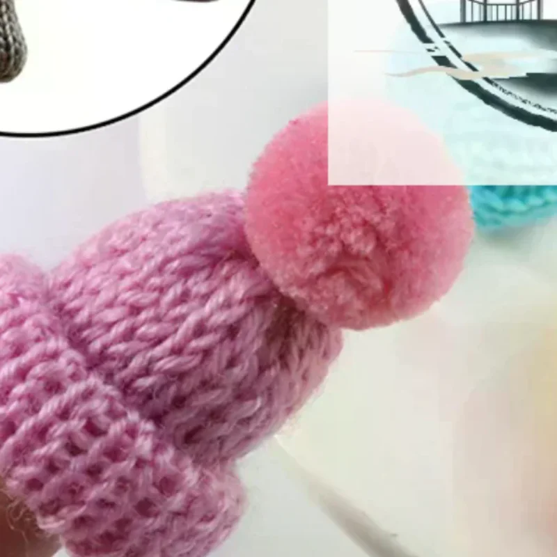 10Pcs 3.5CM Mixed Woolen Yarn Mini Hat Cap Headwear Garment Doll Craft Materials Color Random
