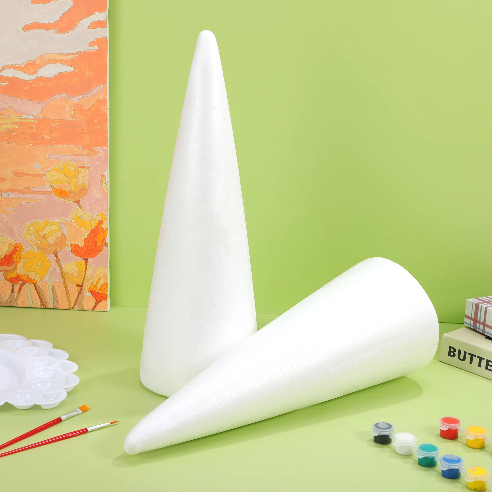 

2pcs Kids Diy Craft Accessories Craft Foam Cones White Solid 38X13.5Cm Foam Tree Cones Sculpture Cone Children Cone Ornament