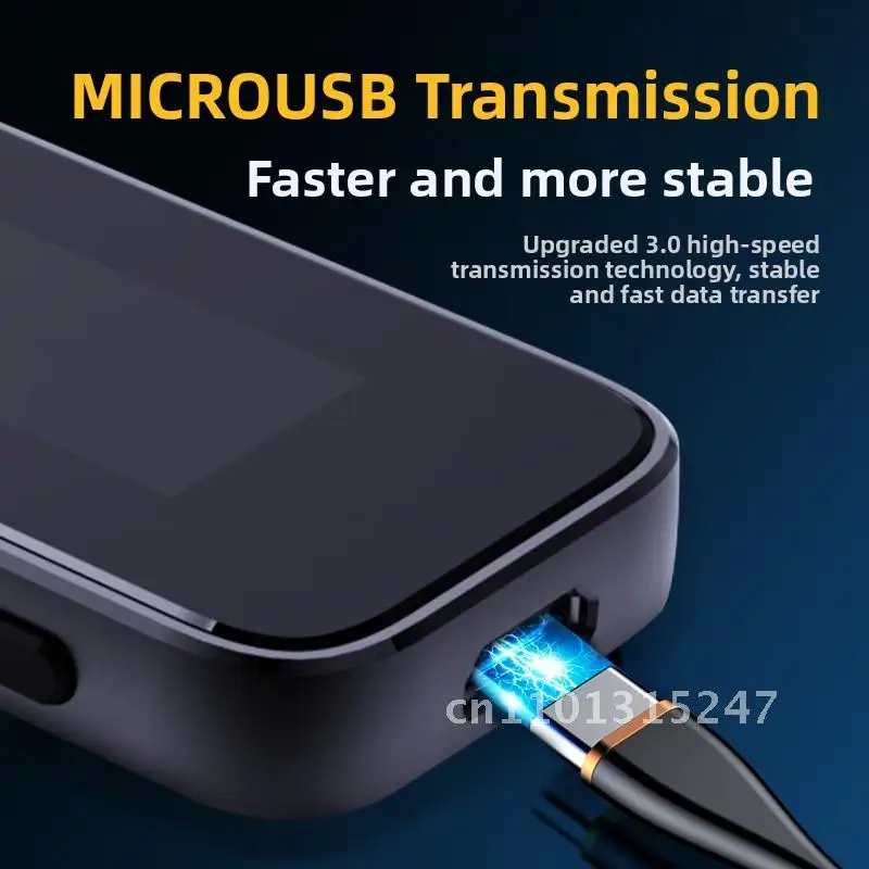 Mrobo Meibo RV18 قلم تسجيل رقمي بدون فقدان WAV ميكروفون مزدوج للحد من الضوضاء ذو ياقة بيضاء جسم معدني للطلاب USB 2.0