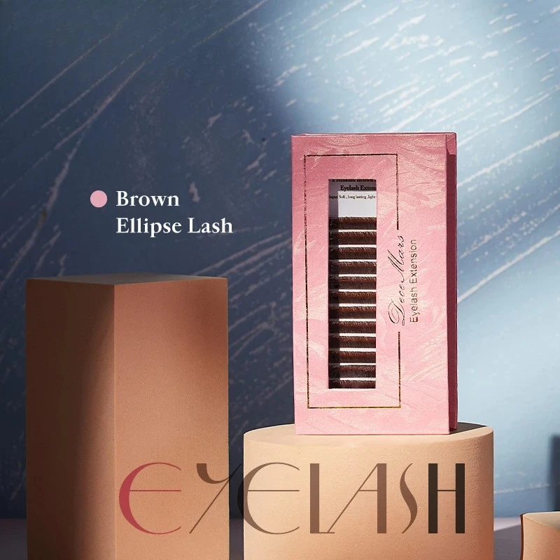 Brown Matte Oval Flat Lashes Extended, Grafted Lashes