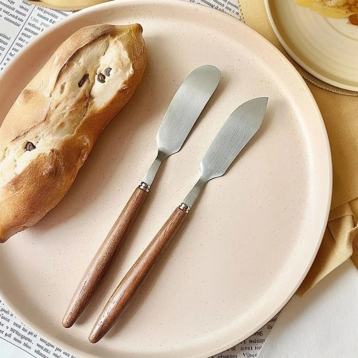 WORTHBUY Buttermesser aus Edelstahl 304, mit Holzgriff, Marmeladenspatel, langer Griff, Käse-Butterverteiler, Küchen-Backwerkzeuge