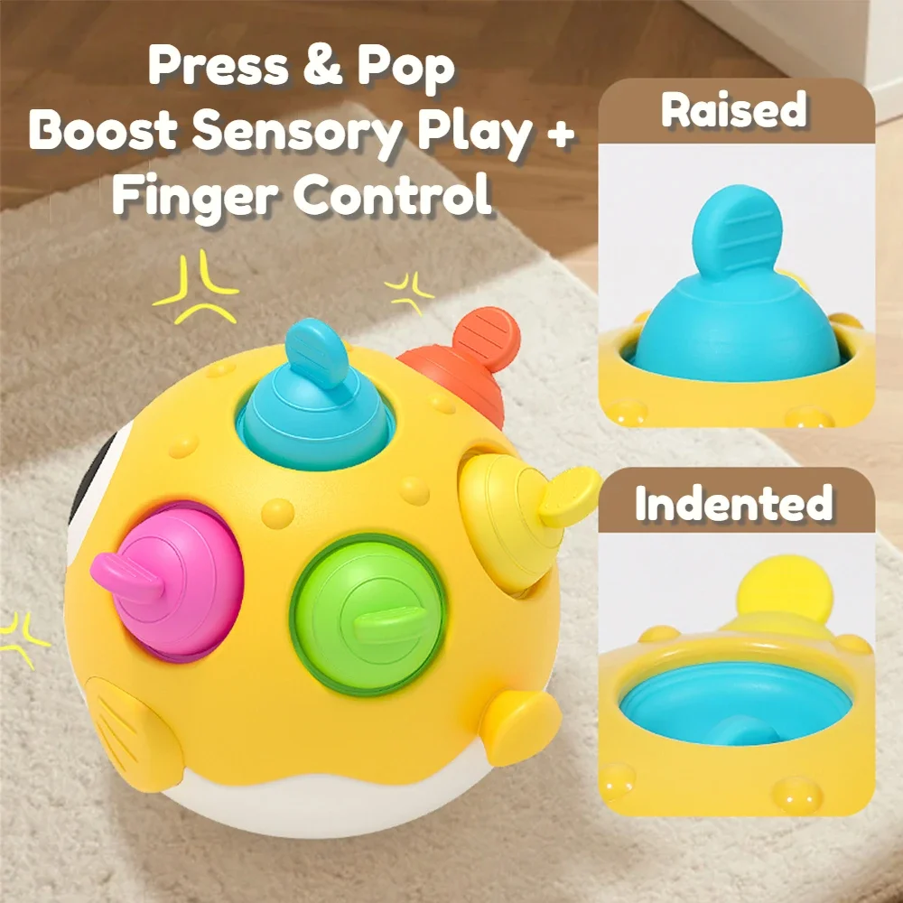 Kugelfisch Kinder Roly-Poly Rassel mit Beißringknopf Motorik Hand-Auge-Koordination Frühes Lernspielzeug Neugeborenes Geschenk