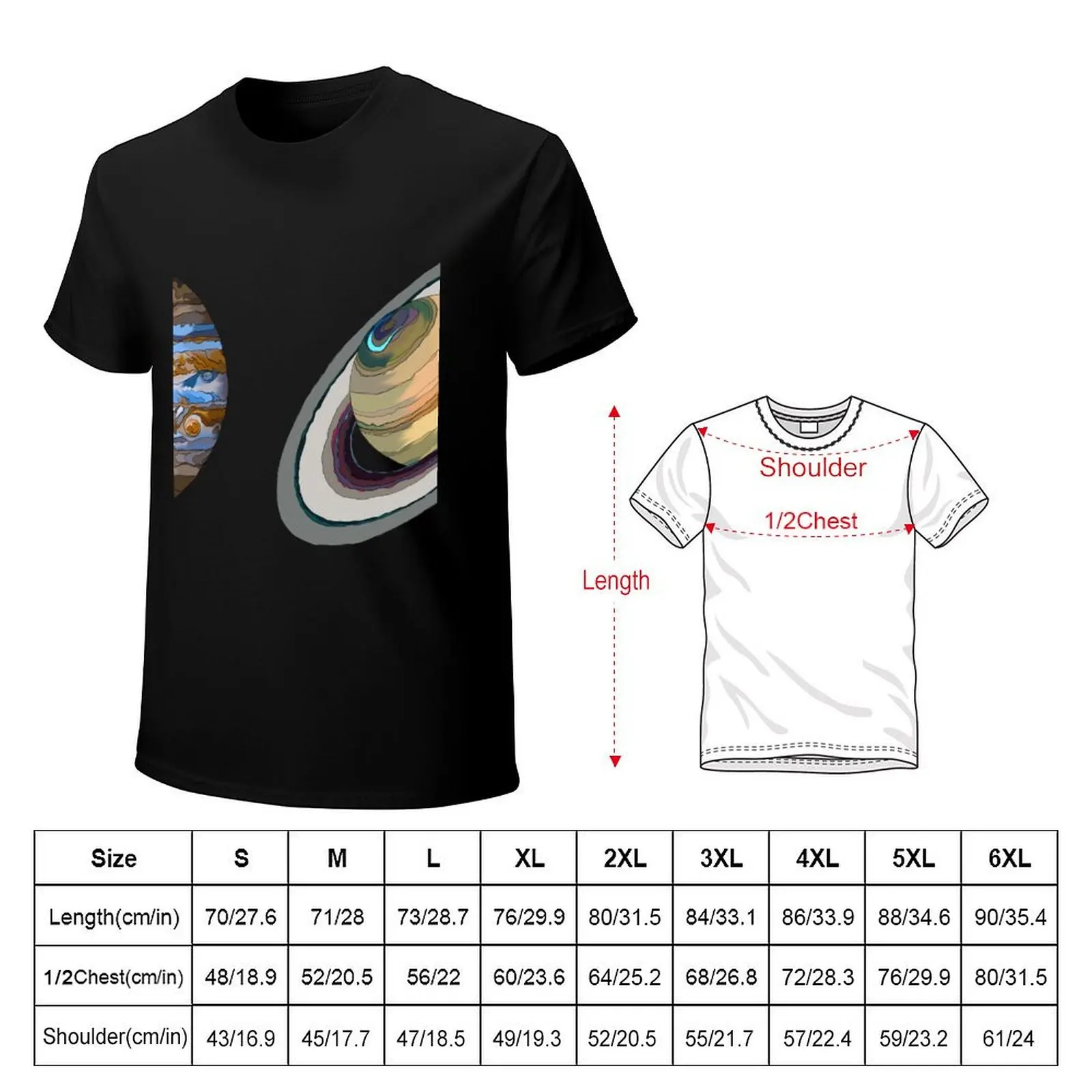 Jupiter and Saturn T-Shirt Basic Solid Tee for Daily Use