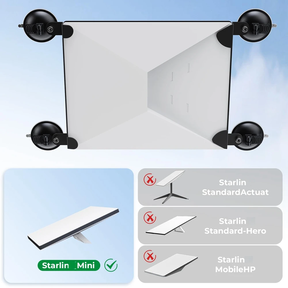 Untuk Starlink Kit Pemasangan Mobil Dudukan Cangkir Isap Mini untuk Pemasangan Atap Matahari/Depan/Belakang Jendela Aman Cocok untuk Internet Perjalanan