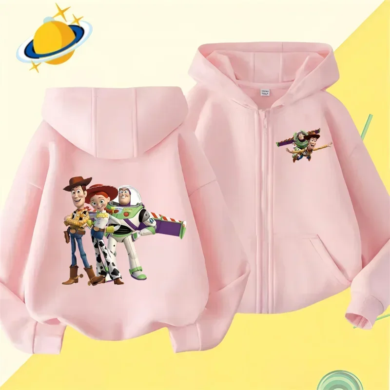 Toy Story Kids Zipper Hoodie Cartoon print Autumn Winter long-sleeved sweatshirt Casual top Boys girls Kawaii clothing