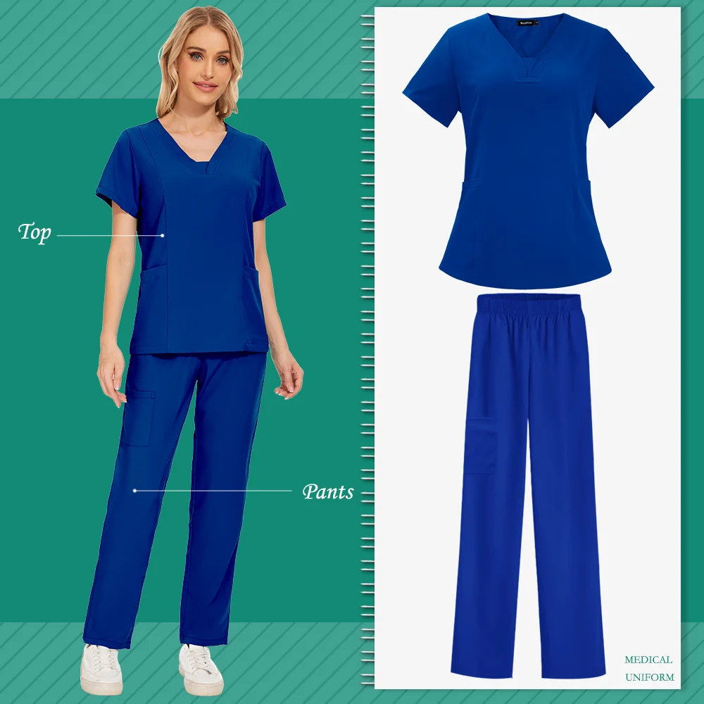 Klinische Uniform Mode Scrubs Anzug Uniform Krankenhaus Scrub Jogger Medizinische Kleidung Arzt Pflege Uniform Scrubs für Frauen Set – Detail 9