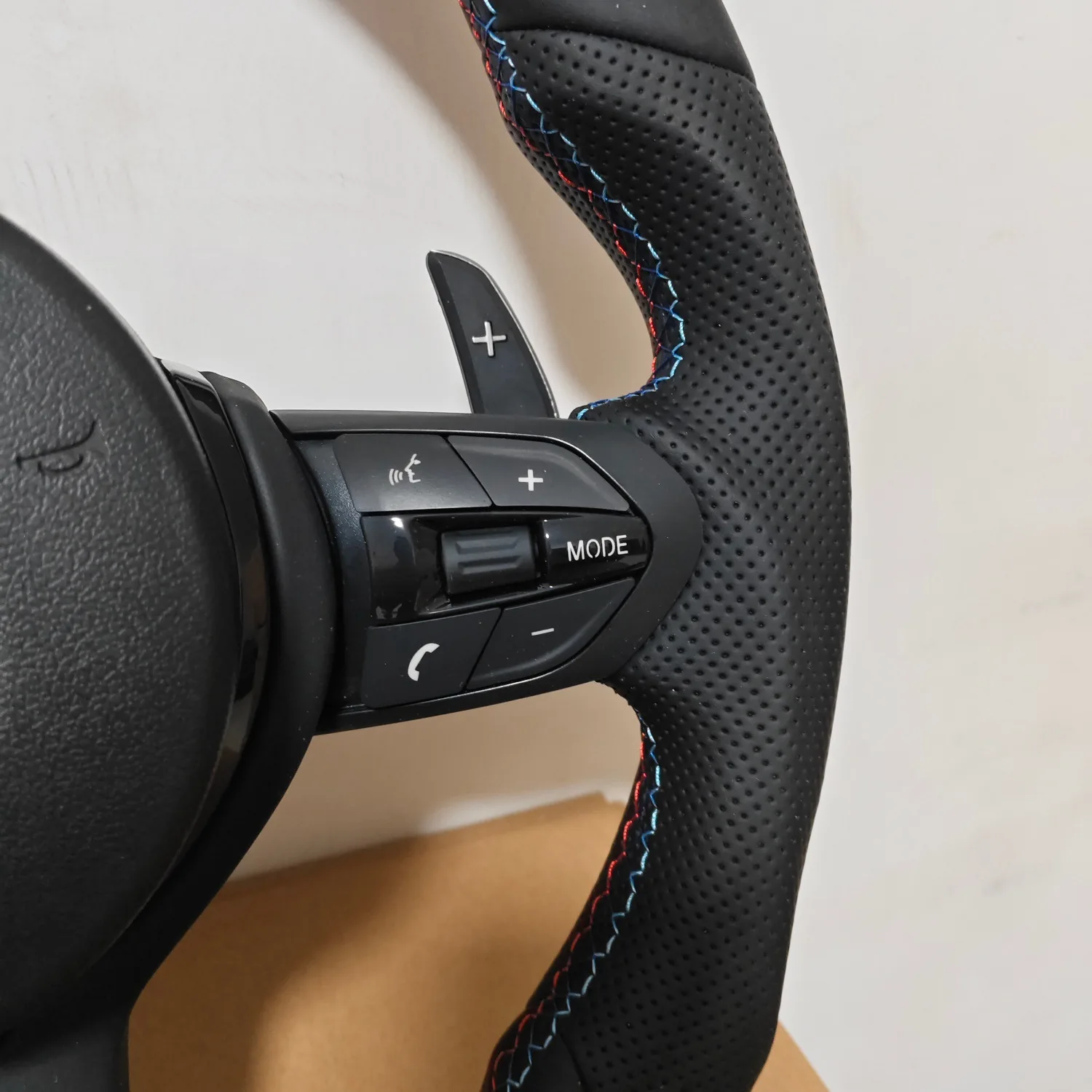 T-shaped Sport Steering Wheel for  Series F30 F10, Modified Black Warrior Style with Carbon Fiber Trim
