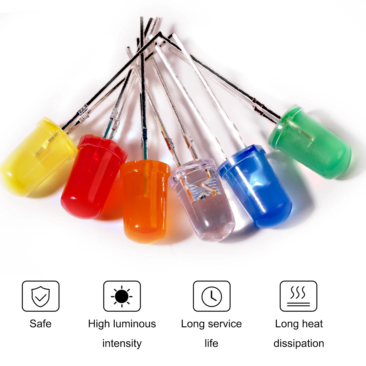 مجموعة متنوعة من الثنائيات LED ، صندوق إضاءة ، أبيض ، أخضر ، أحمر ، أزرق ، أصفر ، برتقالي ، 5 * ، F5 #6